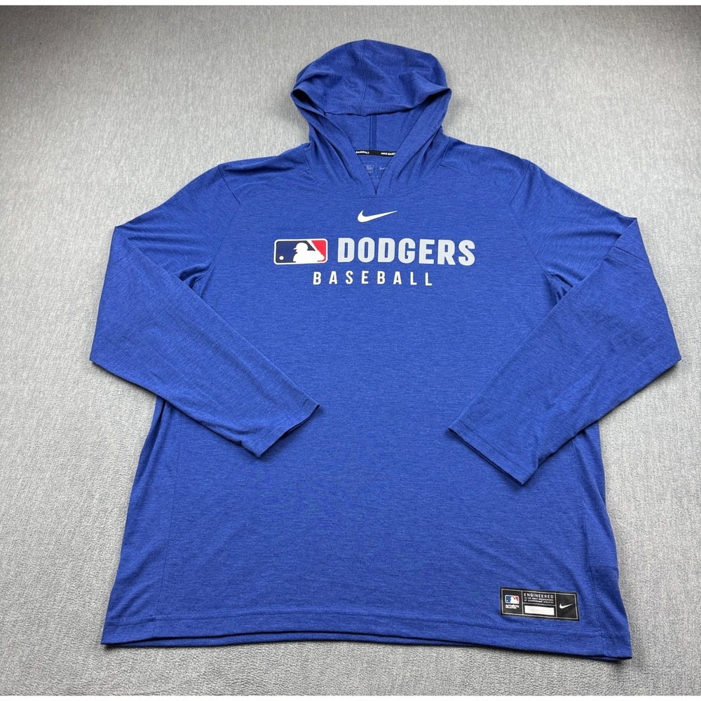 LA Dodgers Nike Shirt Men XL Blue Dri-Fit Long Sleeve Hoodie Mlb Baseball Top